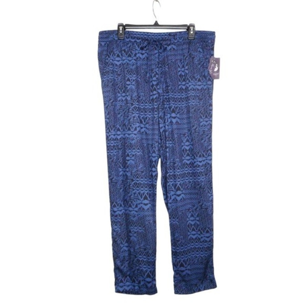 Gloria Vanderbilt Pants Womens Blue L XL Geometric Pockets Drawstring Pull On‎